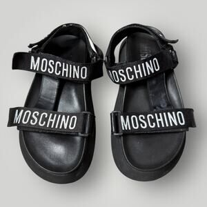 Moschino sandals women  Black - White leather logo detail sz 40